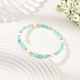 4MM Faceted Round Natural Amazonite and Pearl Beaded Cuff Bangles