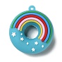 PVC Plastic Pendants, Donut with Rainbow Charm