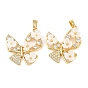 Латунные микропаве прозрачные подвески с фианитом, cmолой, бабочки прелести