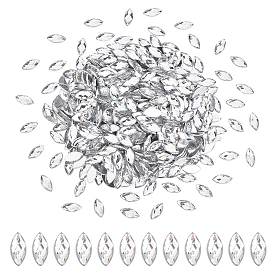 400pcs cabochons de strass acryliques imitation de Taiwan, dos plat et facettes, oeil de cheval