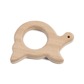 Natural Beech Wooden Baby Teething Toys, Teething Animal Rings for Newborn Toddler Infant, Snail