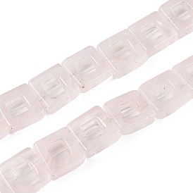 Natural Rose Quartz Beads Strands, Hollow Square