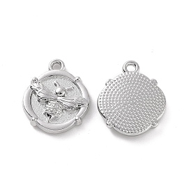 Alloy Pendants, Flat Round with Bee Charm