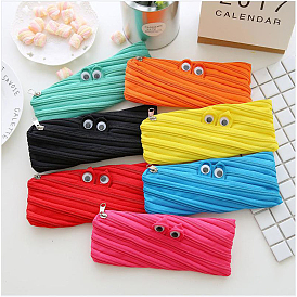 Canvas Storage Pencil Pouch, Zipper Funny Eye Pen Holder, for Office & School Supplies, Rectangle