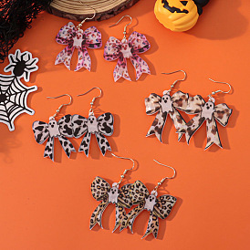 Акриловые серьги-подвески в виде призрака с бантом на Хэллоуин, платина