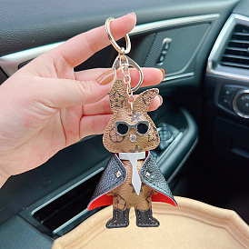 Adorable Leather Bunny Cape Keychain for Women's Backpacks and Cars