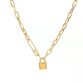 Retro Hip-hop Chic Lock Pendant Necklace for Women's Collarbone Chain