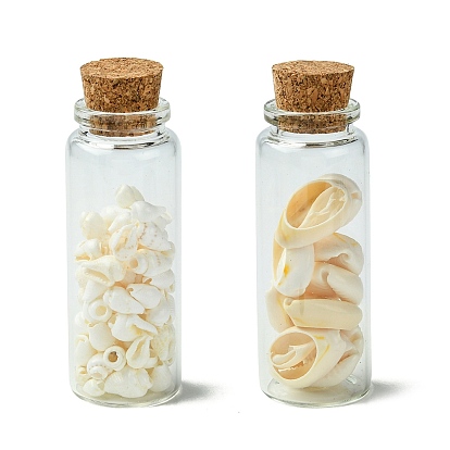 2шт. прозрачная стеклянная бутылка для желаний, балансировка драгоценных камней викка, с ракушечными бусинами и чипсами внутри