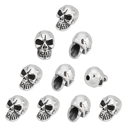 10 шт. Хэллоуин 304 бусины из нержавеющей стали, череп головы