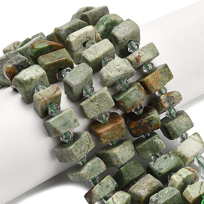 Естественный зеленый опал бисер нитей, самородки, граненые, с пластиковой бисера