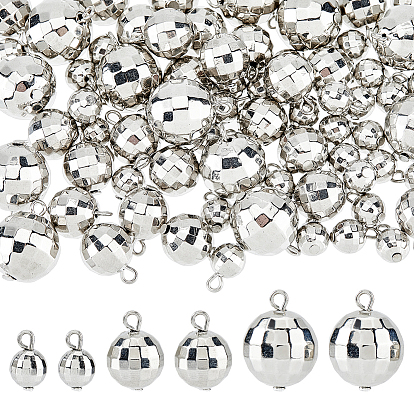 72 шт 3 стили подвески из смолы, шарм диско-шар, граненые, с железной петлей