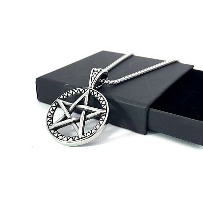 Ожерелья с подвеской в виде пентаграммы из нержавеющей стали в стиле панк, не тускнеет