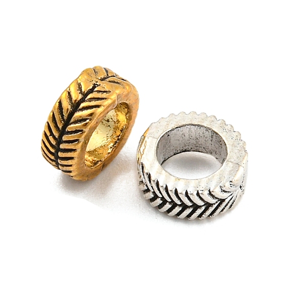 Европейские сплавочные бусины тибетского стиля , без кадмия и без свинца, бусины с большим отверстием, лист