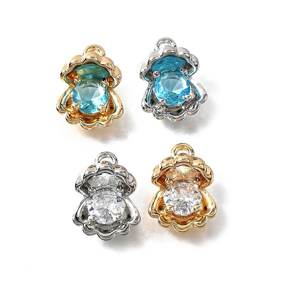 Латунь прокладывает кубические циркониевые прелести, без кадмия, без никеля и без свинца, формы раковины