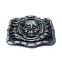 Tibetan Style Zinc Alloy Smooth Buckles, Belt Fastener, Rectangle with Skull