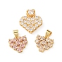 Brass Micro Pave Cubic Zirconia Pendants, Heart Charms, Cadmium Free & Lead Free, Rack Plating, Long-Lasting Plated, Real 18K Gold Plated