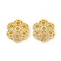 Rack Plating Brass Micro Pave Clear Cubic Zirconia Bead Caps, Long-Lasting Plated, Lead Free & Cadmium Free, Flower