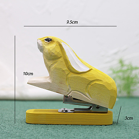 Wooden Office Stapler, Spring Powered Desktop Stapler, Rabbit