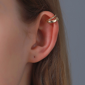 Retro Double-layered Ear Clip for Men and Women, Minimalist Single Non-pierced Earring.