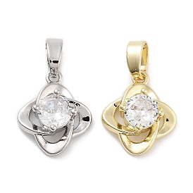 Pendentifs en laiton zircon cubique transparent, charmes de fleurs