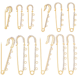 16 шт. 4 стили железные булавки со стразами, фурнитура для броши