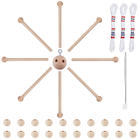 Olycraft DIY Bamboo Wind Chime Making Finding Kit, Including Round and Sticks Bamboo Findings, Natural Wood Beads, Iron Threaders, Cotton Thread
