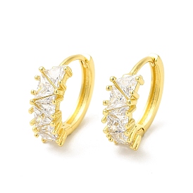 Cubic Zirconia Triangle Hoop Earrings, Real 18K Gold Plated Brass Jewelry for Women, Cadmium Free & Nickel Free & Lead Free