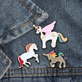 Unicorn Enamel Pin, Golden Alloy Brooch for Backpack Clothes