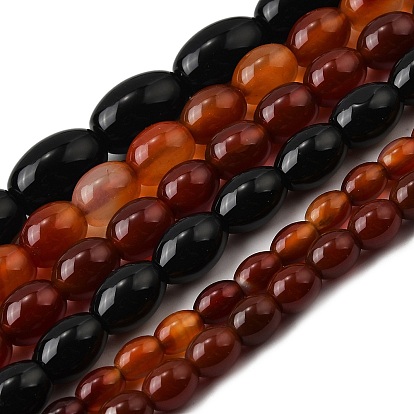 Природный агат бисер нитей, окрашенная и подогревом, овальные