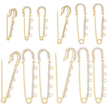 16 шт. 4 стили железные булавки со стразами, фурнитура для броши