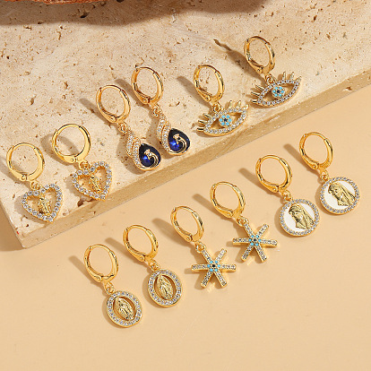 Серьги-кольца из латуни с паве из кубического циркония, золотые