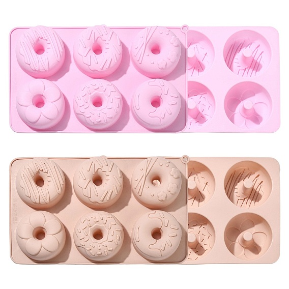 2Pcs 2 Colors Donut Baking Silicone Molds