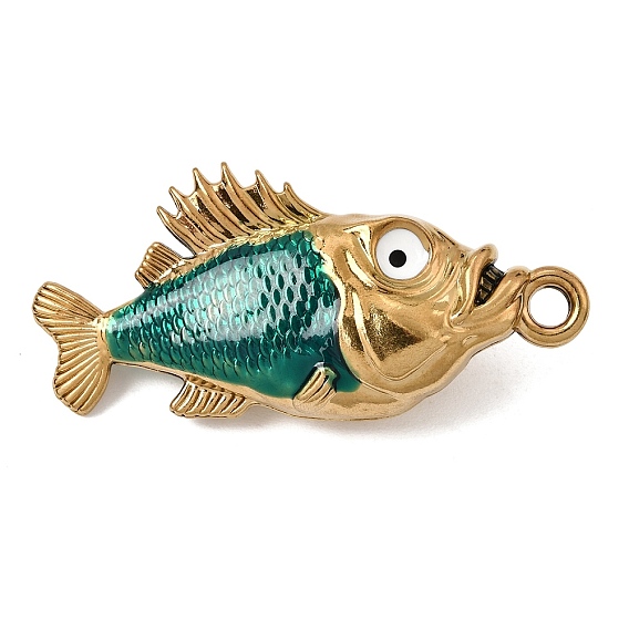 304 Stainless Steel Enamel Big Pendants, Fish Charms, Ion Plating(IP)