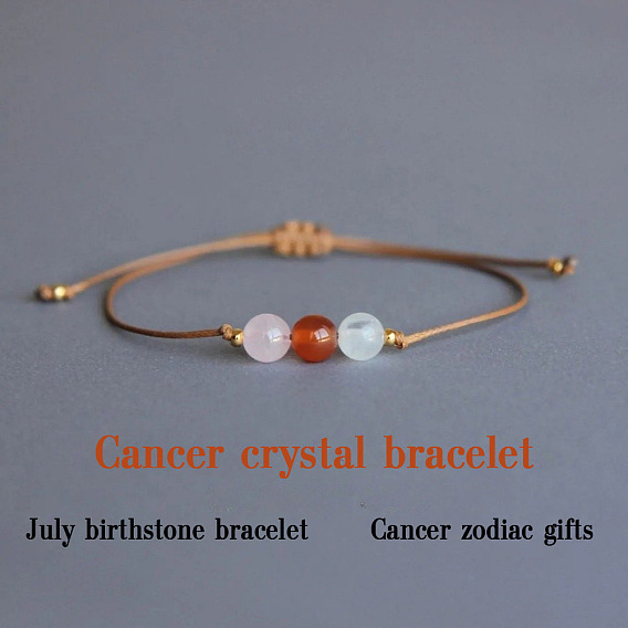 Браслеты из натуральных агатовых бусин, плетеные из бусин, для женщин, круглые, с латунным