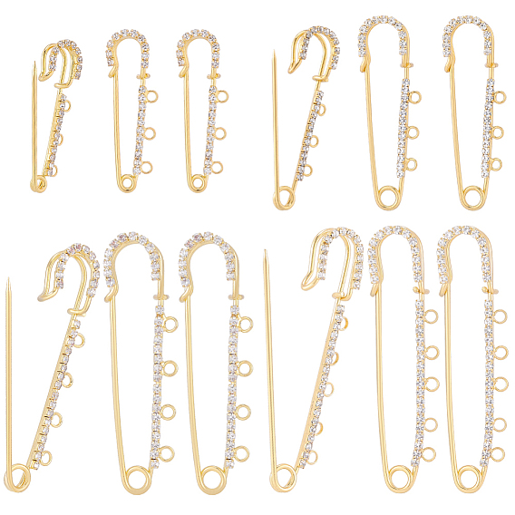 16 шт. 4 стили железные булавки со стразами, фурнитура для броши