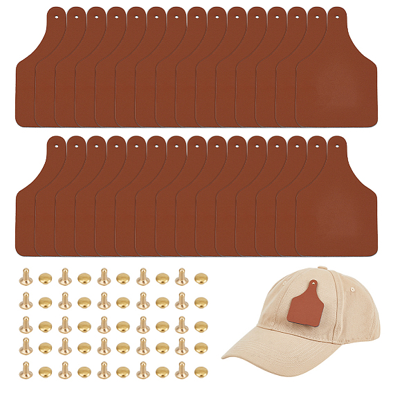 30 шт. бирки из искусственной кожи, с отверстиями, с 30шт. 1-образными пуговицами из полиэстера, 30 шт. латунные заклепки для одежды, для джинсов своими руками, , обуви, аксессуары для шляп