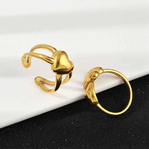 304 регулируемые открытые манжеты из нержавеющей стали для женщин, сердце