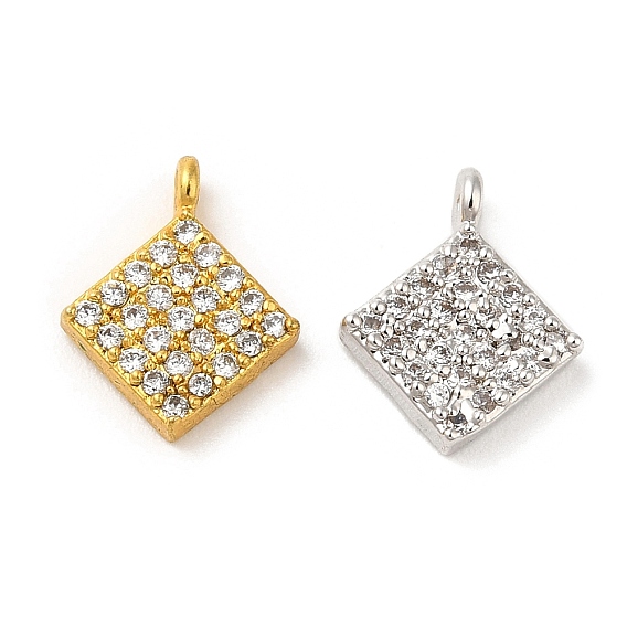 Латунные микро проложить кубического циркония подвески, без свинца и без кадмия, ромб