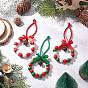 Деревянные бусины рождественский венок подвеска украшение, с бантом из полиэстера, для рождественских украшений