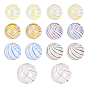 14Pcs 7 Color Transparent Handmade Blown Glass Globe Beads, Stripe Pattern, Round