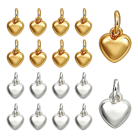20 шт. 2 цвета стойки, латунные подвески, сердце прелести, с прыжковых колец, долговечный, без свинца и без кадмия