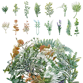 45Pcs 15 Styles Plastic Simulated Plant, for Wedding Party Home Room Decoration Accessories