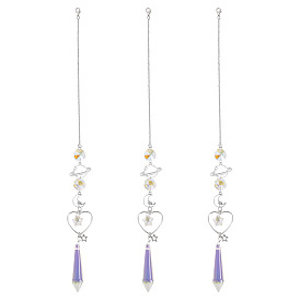 3шт. сплав планета луна подвесные украшения, Стеклянные конусообразные ловцы солнца с кисточками для украшения сада на открытом воздухе