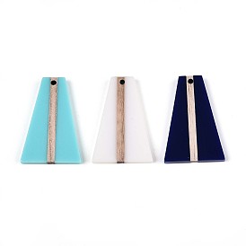 Кулоны из непрозрачной смолы и дерева, трапециевидные