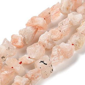 Raw Rough Synthetic Strawberry Quartz Beads Strands, Nuggets