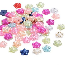 5-Petal ABS Plastic Imitation Pearl Bead Caps, Flower, 12x13x1.5mm, Hole: 1mm, about 1000pcs/bag