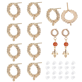 10шт. латунная фурнитура для сережек-гвоздиков, с вертикальными петлями и пластиковыми ушными гайками 20шт., кольцо с оливковым листом