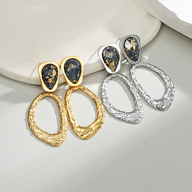 304 Серьги-гвоздики из нержавеющей стали и смолы, неправильный овал