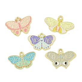 Alloy Enamel Pendants, Golden, Butterfly Charm