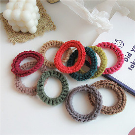 Retro Colorful Handmade Knitted Hair Ties for Women, Autumn Winter Warm Forest Style Hair Accessories